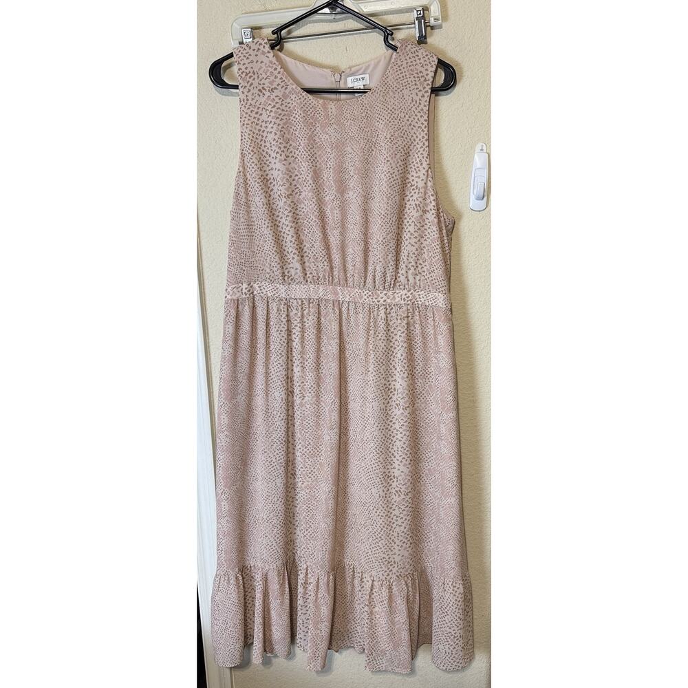 J. Crew Peach tiered Midi Dress sleeveless‎ sz 14 ruffle peasant romantic
